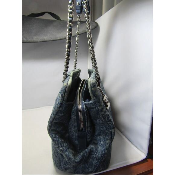 Chanel Denim Blue Camellia Just Mademoiselle Bowler Bag - Picture 10 of 12